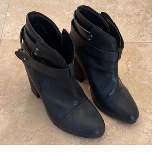 Rag & Bone Harrow Boots Black Leather Booties Size 7.5